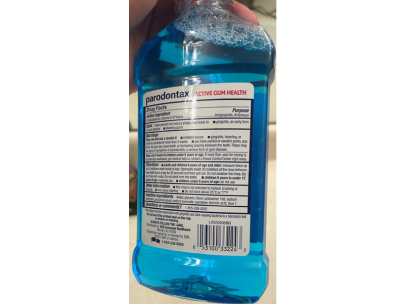 Parodontax Active Gum Health Mouthwash, Mint, 16.9 fl oz/500 mL, Pack Of 3