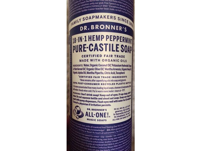 Dr. Bronner's 18-In-1 Hemp Peppermint Pure-Castile Soap, 16 fl oz/473 mL