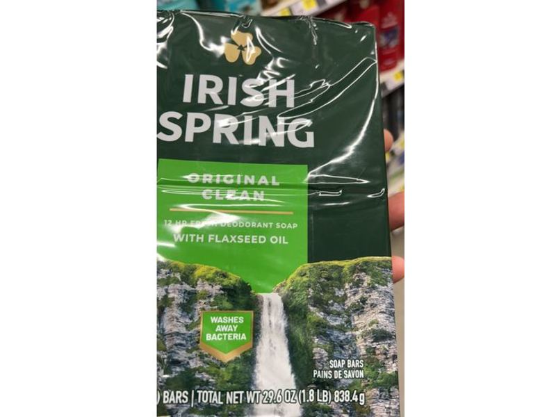 Irish Spring Soap Bars, Original Clean, 29.6 oz/838.4 g, Count 8