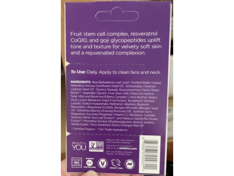 Andalou Naturals Perfecting Face Cream, Goji Peptide, 0.14 oz/4 g