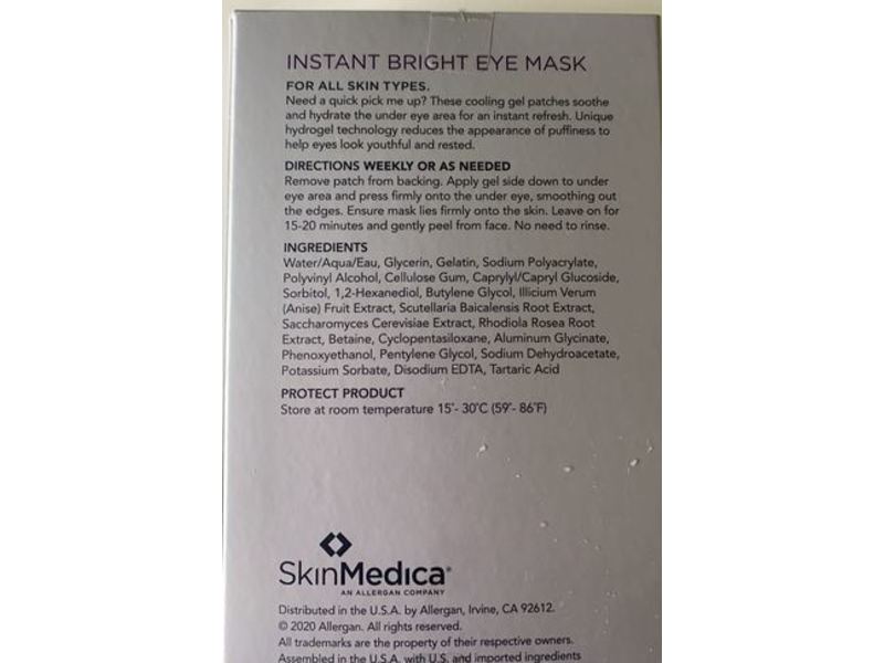 Skinmedica Instant Bright Eye Mask, 6 Ct