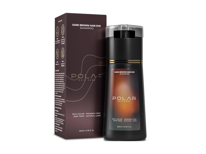 Polar Hair Care Hair Dye Shampoo, Dark Brown, 6.76 fl oz/200 mL