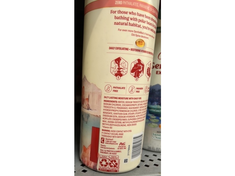 Old Spice GentleMan's Exfoliating Body Wash, Himalayan Sea Salt + Glacier Water Scent, 26 fl oz/768 mL