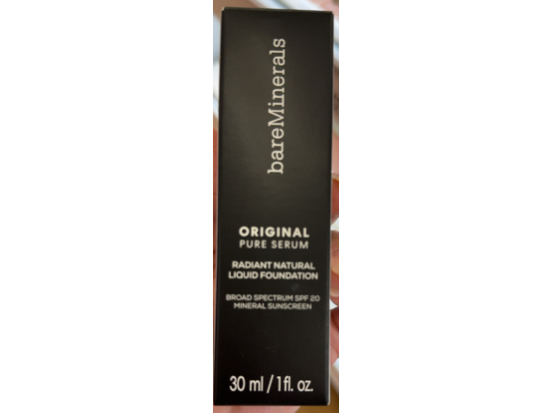BareMinerals Original Pure Serum Radiant Natural Liquid Foundation Mineral, Medium Neutral 3, SPF 20, 1 fl oz/30 mL