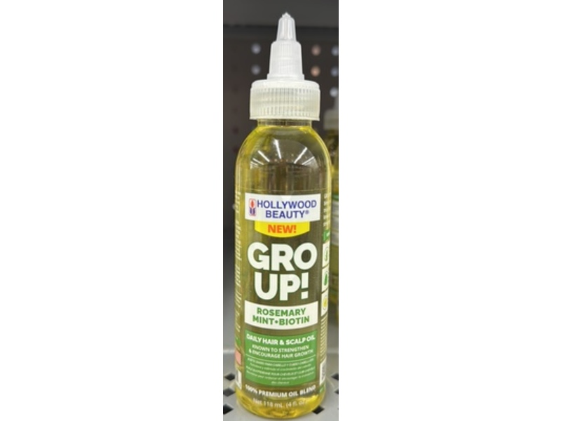 Hollywood Beauty Gro Up! Daily Hair & Scalp Oil, Rosemary, Mint & Biotin, 4 fl oz/118 mL
