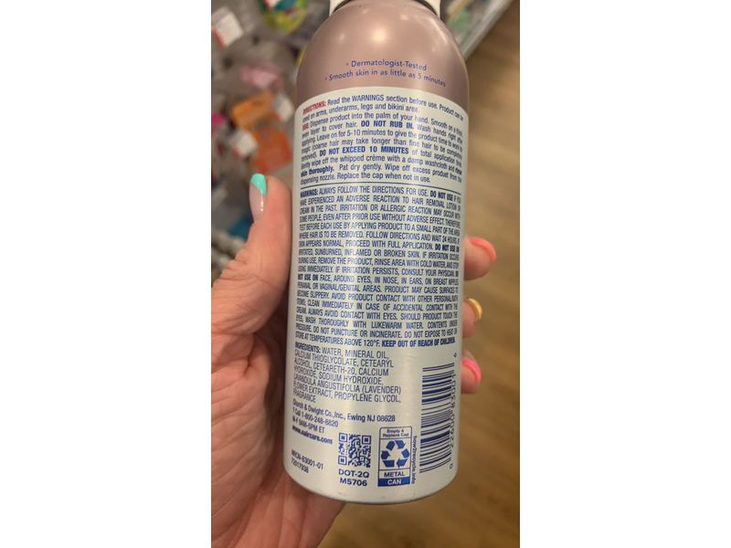 Nair Bladeless Shave Whipped Cream, Lavender Oil, 5 oz / 142 g