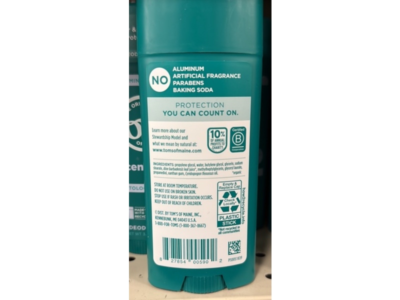 Tom's Of Maine Deodorant, 3.25 oz/92 g, Pack of 2