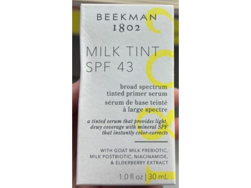 Beekman 1802 Milk Tint Face Primer Serum, SPF 43, Tan, 1 fl oz/30 mL