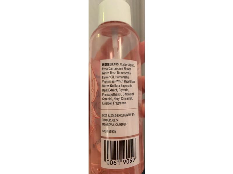 Trader Joe's Rose Water Facial Toner, Hydrate & Refresh, 4 fl oz/118 mL