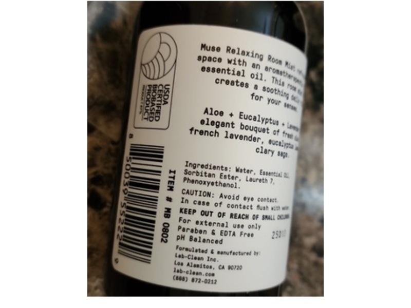 Muse Apothecary Room Ritual Relaxing Room Mist, Aloe + Eucalptus + Lavender, 8 fl oz/236 mL