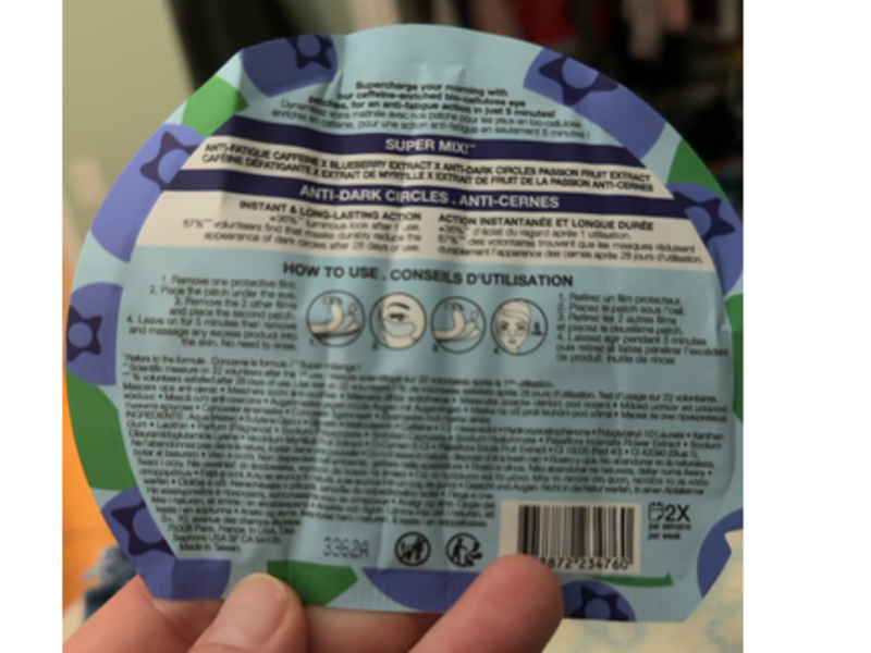 Sephora Anti-Dark Circle Eye Masks, Blueberry Extract, 1 Count