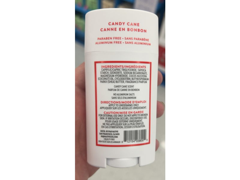Native Deodorant, Candy Cane,2.65 oz/75 g