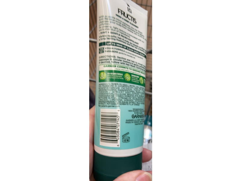 Garnier Fructis Hair Reset Anti Residue Scrub Hair & Scalp, Mint, 6.8 fl oz/200 mL