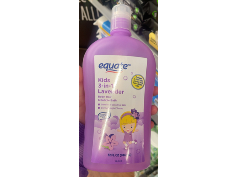 Equate Kids 3 In 1 Body Hair & Bubble Bath, Lavender, 32 fl oz/946 mL
