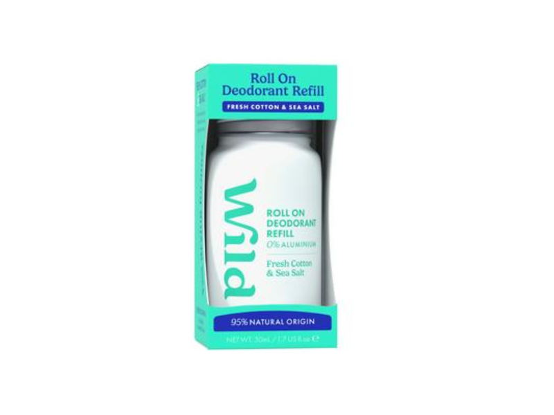 Wild Roll On Deodorant Refill, Fresh Cotton & Sea Salt, 1.7 oz/50 mL