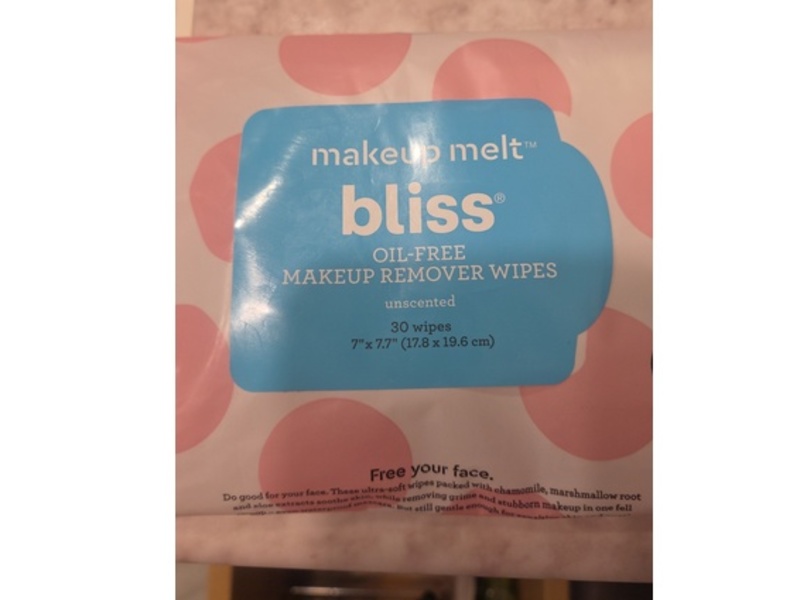 Bliss Makeup Melt Oil-Free Makeup Remover Wipes, Unscented, 30 Count