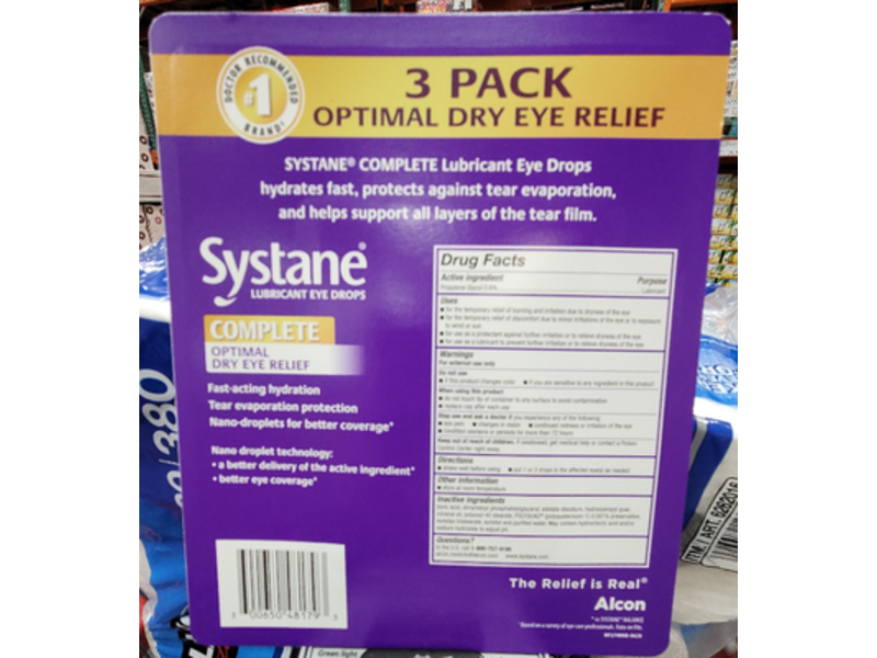 Systane Alcon Lubricant Eye Drops, Optimal Dry Eye Relief, Pack Of 3