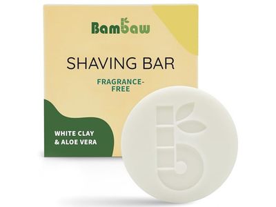 Bambaw Shaving Bar, White Clay & Aloe Vera, Fragrance Free, 2.7 oz/80 g