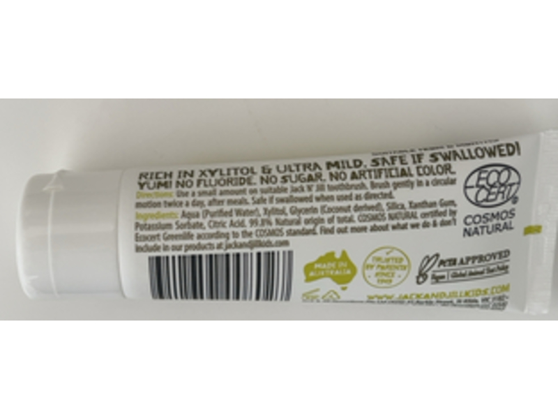 Jack N' Jill Natural Toothpaste, Flavor Free, 1.76 oz/50 g