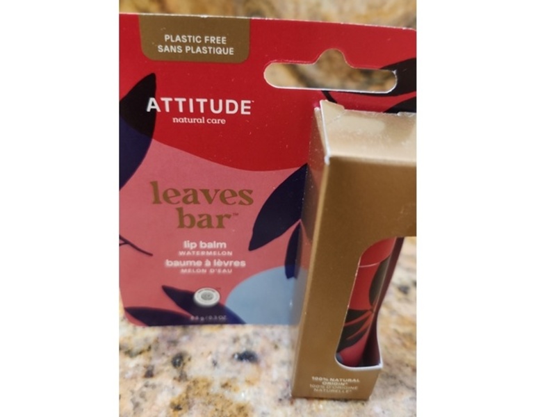 Attitude Leaves Bar Lip Balm, Watermelon, 0.3 oz/8.5 g