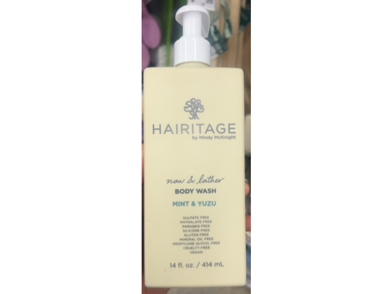 Hairitage By Mindy McKnight Now & Lather Body Wash, Mint & Yuzu, 14 fl oz/414 mL