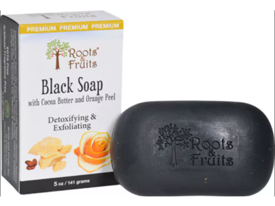 Roots & Fruits Detoxifying & Exfoliating Black Soap, 5 oz/141 g