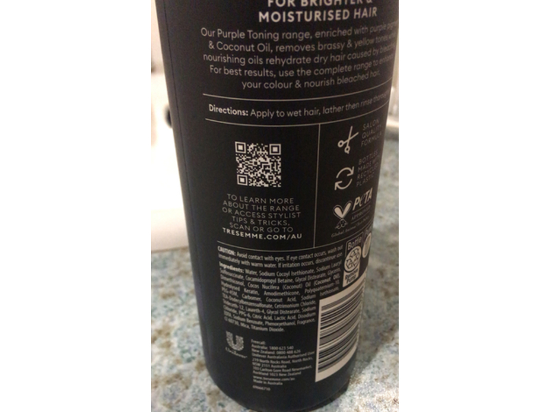 Tresemme Purple Toning Shampoo, Sulfate Free, 500 mL