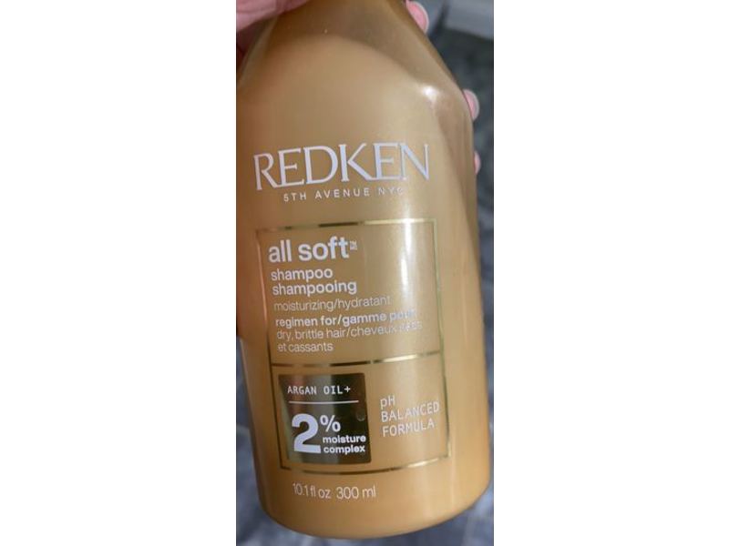Redken All Soft Shampoo, Moisturizing, Argan Oil + 2% Moisture Complex, 10.1 fl oz/300 mL