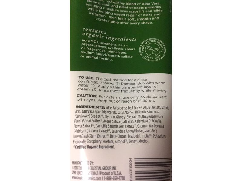 avalon organics shaving cream