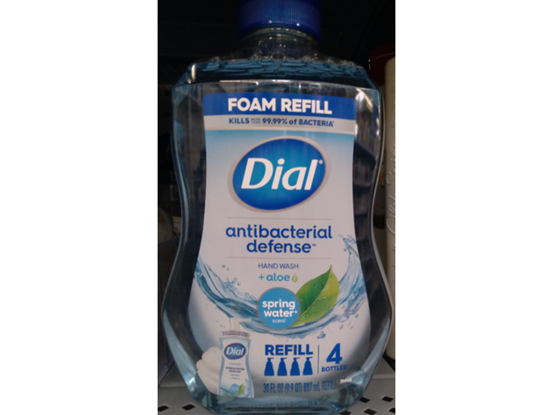 Dial Antibacterial Defense Hand Wash, Aloe Spring Water, 30 fl oz/887 mL, Pack Of 4