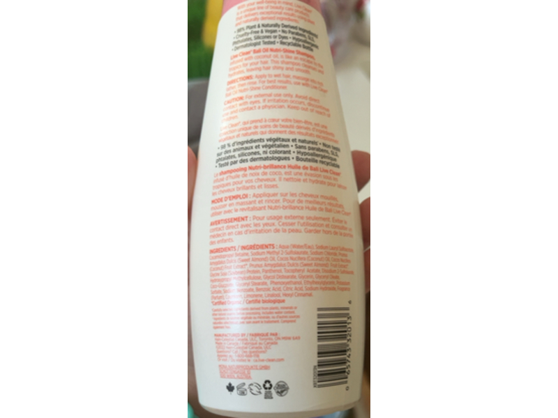 Live Clean Bali Oil Nutri-Shine Shampoo, 12 fl oz/350 mL