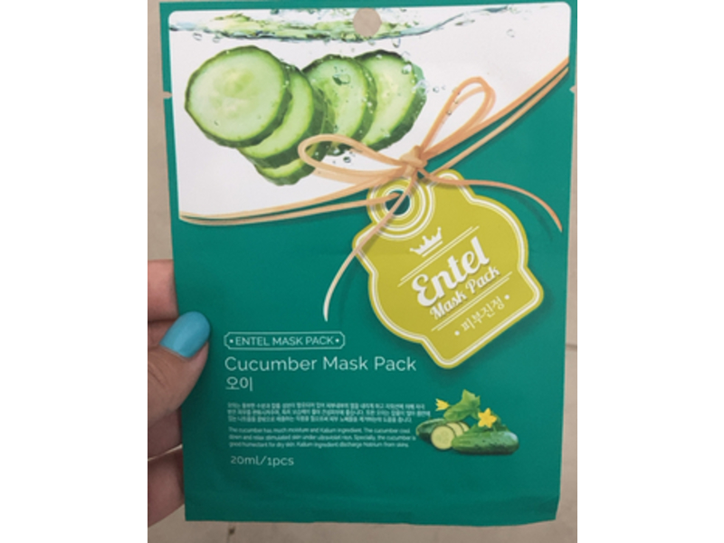Entel Mask Sheet Moisturiser, Cucumber, 20 mL