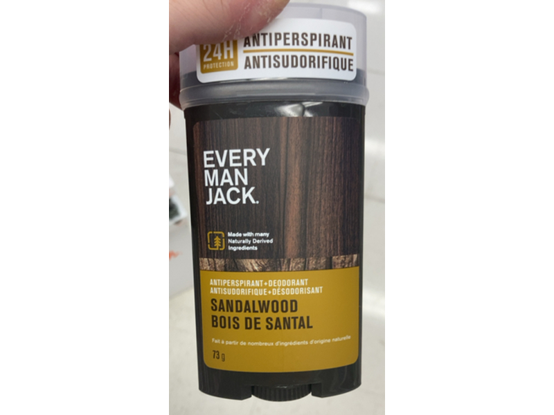 Every Man Jack Antiperspirant+Deodorant, Sandalwood, 2.6 oz/73 g