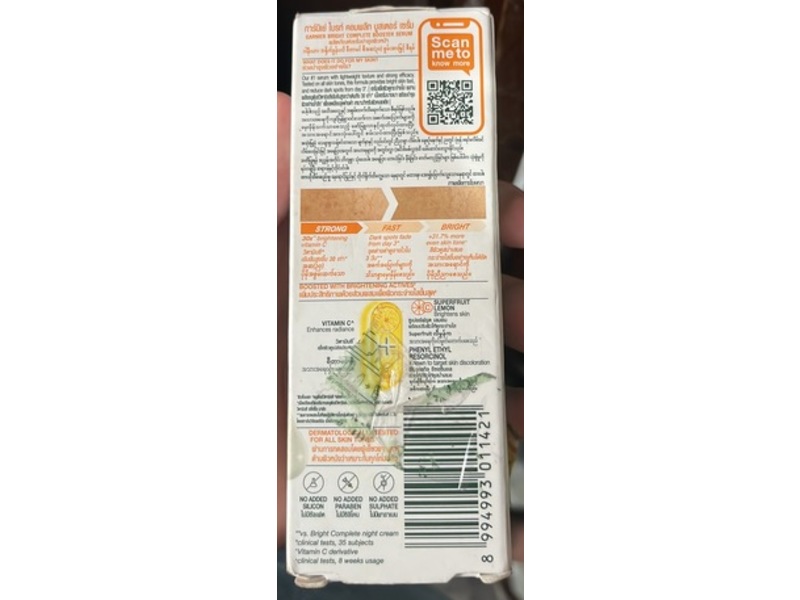 Garnier Bright Complete Booster Serum, Vitamin C+, 30 mL