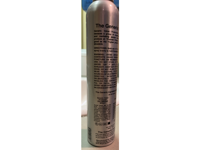 Generic Value Products Volumizing Finishing Hair Spray, Super Strong Hold, 10 oz/284 g