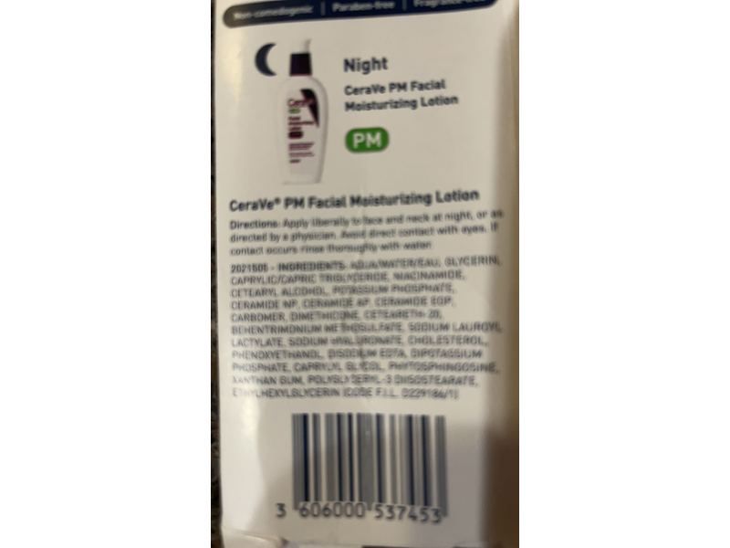 CeraVe PM Facial Moisturizing Lotion, 3 fl oz/89 mL