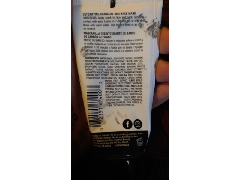 Freeman Detoxifying Mud Face Mask, Charcoal, 1.5 fl oz/44 mL