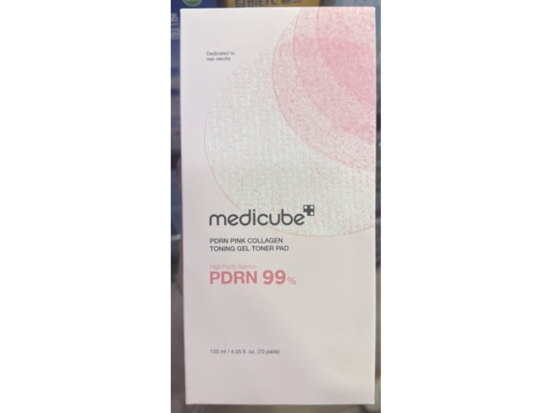 Medicube Pink Collagen Toning gel Toner Pad, PDRN 99%, 4.05 fl oz/120 mL, Counts 70
