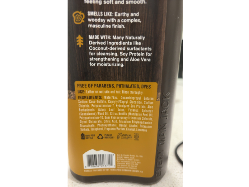 Every Man Jack 3 In 1 All Over Wash, Sandalwood, 28.8 fl oz/852 mL