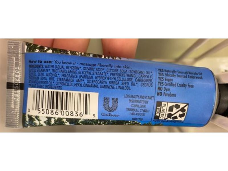 Love Beauty & Planet Walk In the Woods Hand Lotion, Marula Oil & Cedarwood, 1 fl oz/29.5 mL