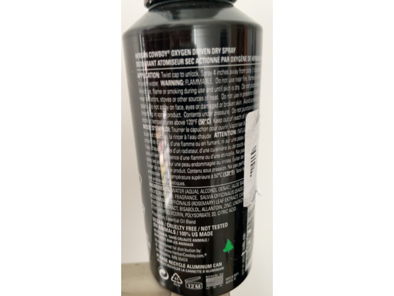 Herban Cowboy Dry Spray Deodorant, Forest, 2.8 oz/80 g