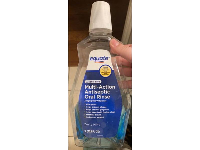 Equate Multi-Action Antiseptic Oral Rinse, Alcohol Free, Zesty Mint, 33.8 fl oz/1 L