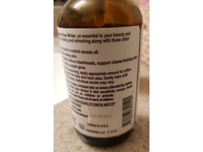 Pura D'or Organic Rose Water, 4 fl oz/118 mL