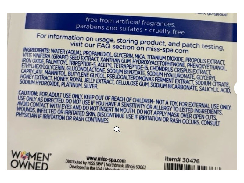 Miss Spa Platinum Age Defying Sheet Mask, 0.67 oz/19 g