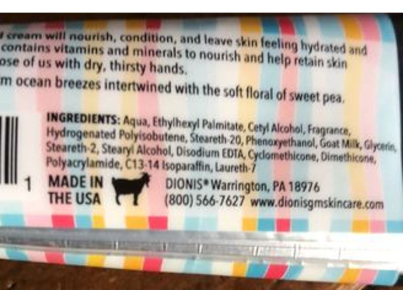 Dionis Goat Milk Hand Cream, Sea Treasures, 1 fl oz/28 g