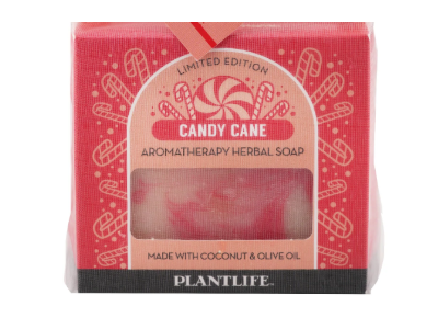 Plantlife Candy Cane Aromatherapy Herbal Soap, Coconut & Olive Oil, 4 oz/113 g