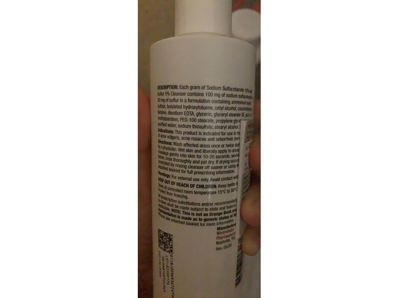 Sodium Sulfacetamide 10% And Sulfur Cleanser 5%, 6 oz Westminster Pharmaceuticals (RX)