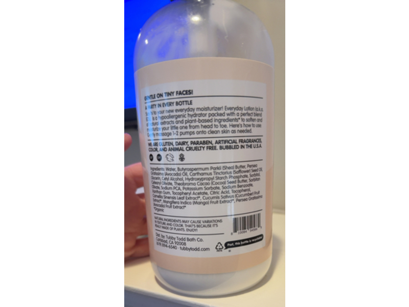 Tubby Todd Bath Co. Everyday Lotion, Fragrance-Free, 25 oz/708 g
