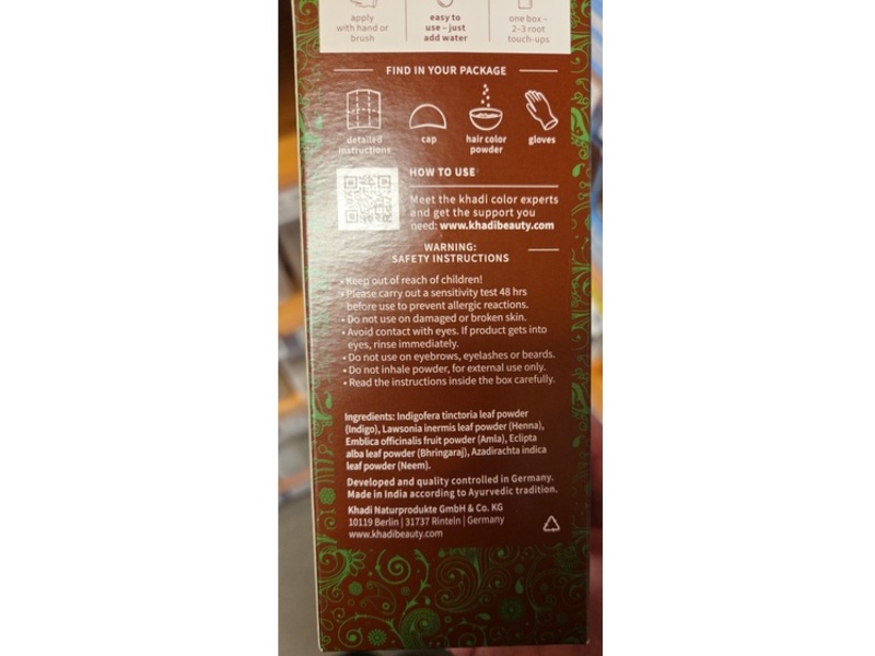 Khadi Natural Cosmetics Hair Color, Natural Hazel, 3.5 oz/100 g