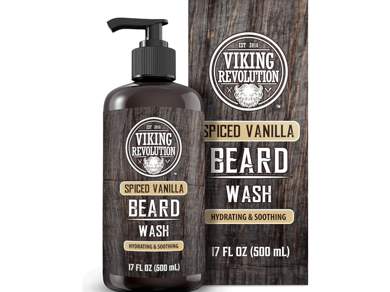 Viking Revolution Beard Wash, Spiced Vanilla, 17 fl oz/500 mL
